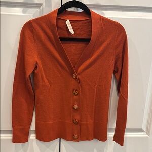 Tory Burch Bold Orange Knit Cardigan